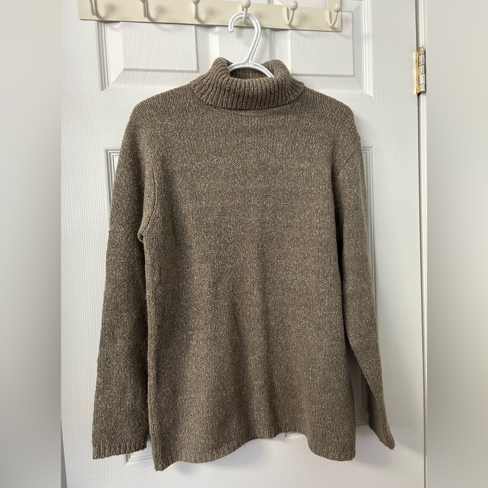 Blueberry Hill Women's Taupe Turtleneck Sweater - Relaxed Knit